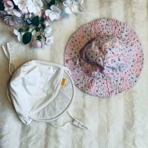 Floral Pink and White Kids Sun Hat Set